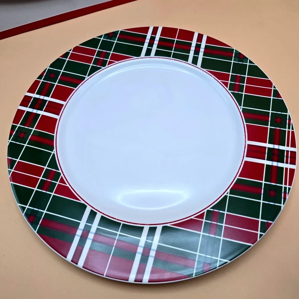 Lenox Vintage Plaid Dinner Plates Set of 4 Red Green‎ Winter Holiday 870676